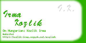 irma kozlik business card